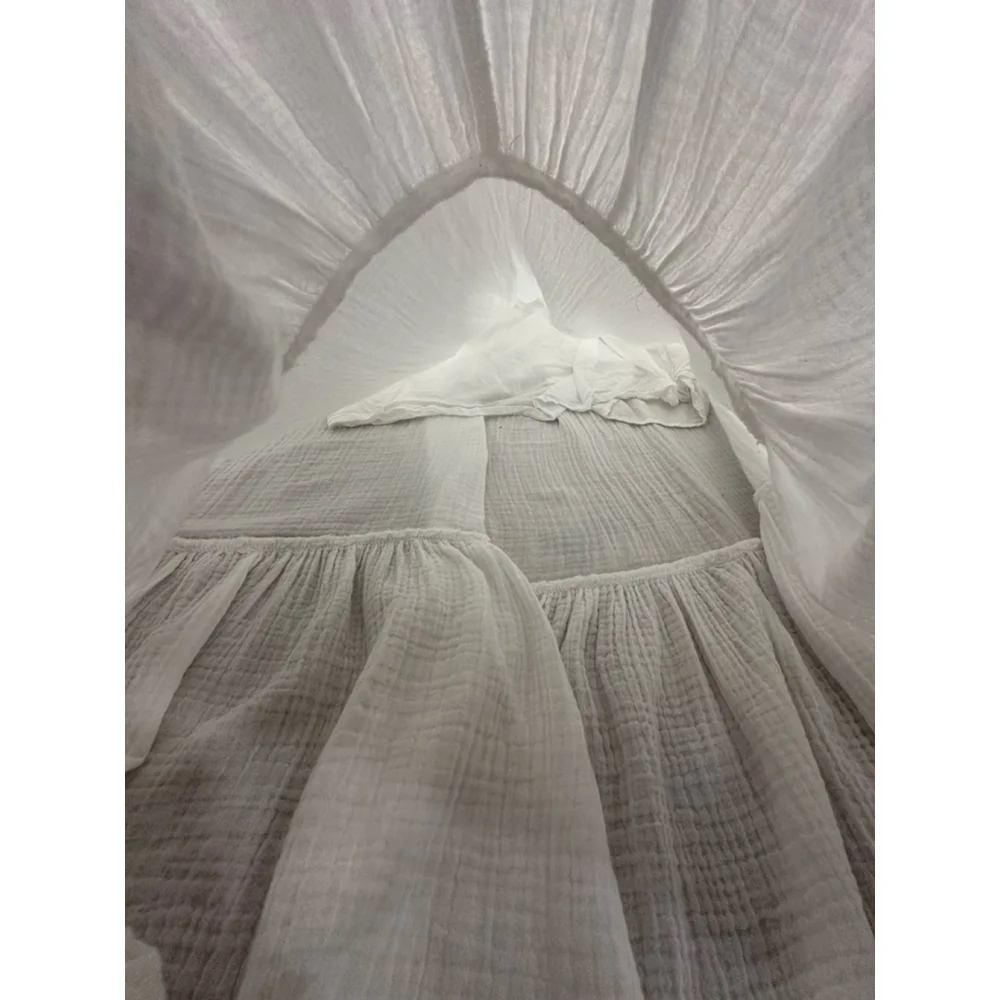 Boho Chic White Cotton Gauze Tiered Maxi Dress XL - Picture 9 of 11